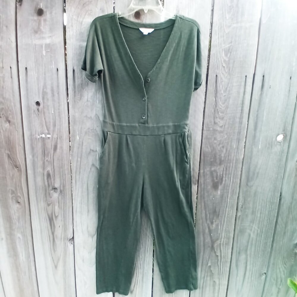 Time And Tru Jumpsuit Junior Sz XS (0-2) Green Pullover 3 Button Closure Stretch